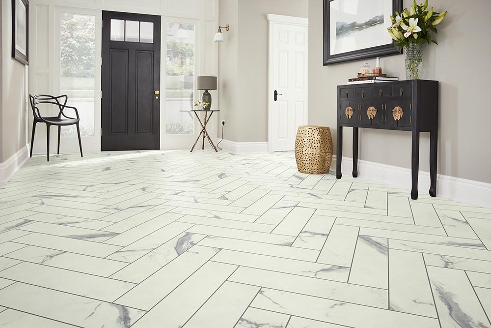 Entry Foyer Luxury Vinyl Tile Herringbone LVT -  CM Floor Covering Inc in  Stockton, CA